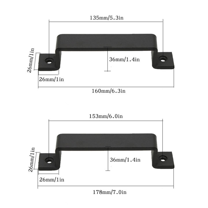 ยุ้งฉางที่จับประตูสองหลุมด้วยสกรูแข็งแรงรับน้ำหนักได้มากโลหะสีดำด้านอุปกรณ์ฮาร์ดแวร์คุณภาพดีที่จับลิ้นชักประตูไม้ประตูสำหรับบ้าน