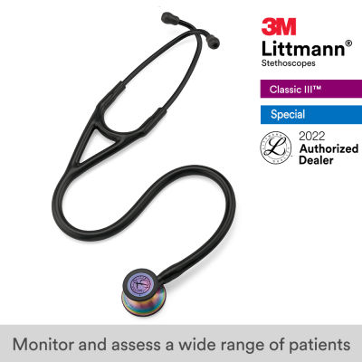 3M Littmann Cardiology IV Stethoscope, 27 inch, #6165 (Black Tube, Rainbow-Finish Chestpiece, Stainless Stem and Eartubes)