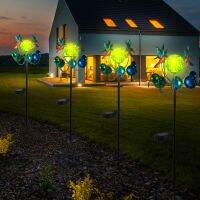 Solar Hummingbird Pinwheel Landscape Lamp Lighting Ornaments Iron Wind Spinners Ground Plug Light Home Decor for Backyard Patio