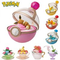 Pokemon Pikachu Eeveelution Vulpix Model Doll Teacup Sprite Ornament Anime Action Figure Peripheral PokeBall Children Toys Gifts