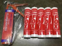 RED FOX กาวอะคริลิค Acrylic Sealant สีขาว (5 ชิ้นต่อแพ็ค) แถมฟรี ปืนยิงกาว1อัน