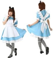 ฮาโลวีน Alice In Wonderland Carnival Party ผู้หญิงคอสเพลย์เครื่องแต่งกาย Blue Lolita อะนิเมะ Sissy ชุดแม่บ้านแฟนซี Headwear