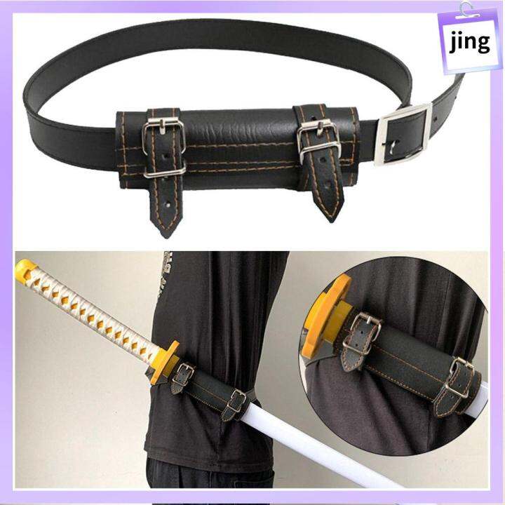 JING Vintage Rapier Sleeve Cosplay Sword Waist Belt Ring Strap Leather