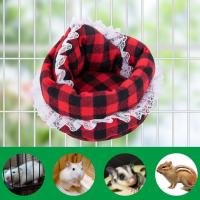 Guinea Pig Couch Lace Red Plaid Design Fleece Cozy House Bedding Round Soft And Comfortable Pet Sofa For Small Animal Hamster Bunny Chinchilla Ferry favorable