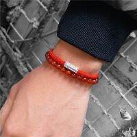 Bracelet de perles de pierre rouge Feng Shui pour hommes et femmes ULde fil tissée bracelets porte-bonheur amulette de bouddha étiquette déquilibre de guérison