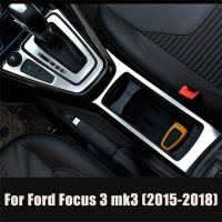 ○ Car Accessories Gearbox Water Cup Holder Panel Trim Interior Decoration Frame sticker For Ford Focus 3 mk3 2015-2018