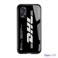 เคสใส่โทรศัพท์สำหรับ OPPO A38 A18กันกระแทกยอดนิยมน้ำแบรนด์สำหรับเด็กผู้ชาย DHL แสดงฉลากศุลกากรกระจกเทมเปอร์เคสป้องกันฝาหลัง