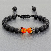 【 Cw】black Lava Stone Crown Charm Tiger Eye Beads celet For Men Women ided celets Handmade Adjustable Jewelry Pulseira