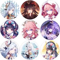 【hot】◎✼  Genshin impacto 58mm jogo broche pino shenhe yun jin yae miko hu tao cosplay emblema acessórios roupas mochila decoração presentes