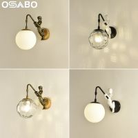 OSABO โคมไฟเชิงเทียนติดผนัง LED สำหรับห้องนั่งเล่นแก้วเครื่องตกแต่งฝาผนังนางเงือกโบราณแบบอเมริกันสำหรับห้องนอนโคมไฟเชิงเทียนติดห้องรับประทานอาหารโคมไฟห้องครัว