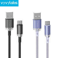 Vyvylabs USB กับ True Type-C ซีรีส์คริสตัล1ม. สาย3A ข้อมูลที่ชาร์จเร็ว480Mbps สำหรับ Huawei IP 15 Xiaomi