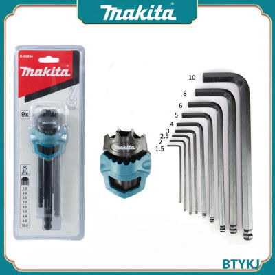 Makita ชุดประแจหกเหลี่ยม9ชิ้น B-65894 L-รูปขยายไขควงหกเหลี่ยมประแจ1.5-10มม