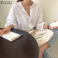 COD dhdfxcz ZANZEA Women Casual Embroidery Hollow out Long Sleeve O-Neck Blouse