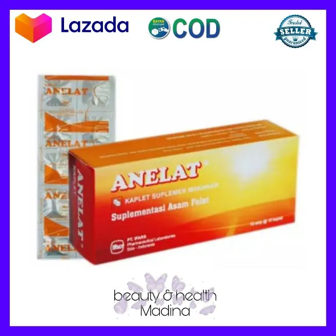 1 Box Anelat Original Vitamin Asam Folat 100 Kapsul 1000mcg Folic