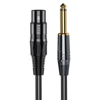 Milageto 3 Pin XLR ถึงสี่นิ้วสายสายไมค์สเตอริโอสายอะแดปเตอร์สำหรับไมโครโฟน