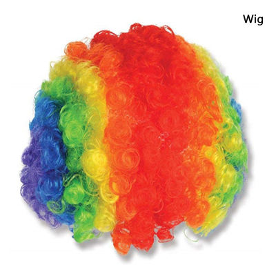 ทรงผมใหม่ Upsความคิดสร้างสรรค์ Clown เครื่องแต่งกายวิกผมจมูกสีแดงผูกโบว์สายรุ้งสีแดงแฟนซีหยิกวิกผม/Creativity Clown Costume Wig Red Nose Bow Tie Rainbow Red Fancy Curls Wig  -GHT
