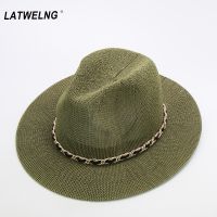 Fashion Metal Chain Panama Hats For Women 10 Colors Jazz Cooling Sun Hats Summer Breathable Elegant Ladies Party Hat Wholesale