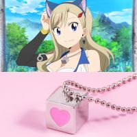 Anime EDENS ZERO Rebecca Choker Necklace 3D Square Pink Heart Pendant Necklace for Women Girls Jewelry