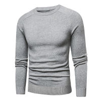 MuLS Solid Sweater Men Pollovers Cotton Knitted Sweater Male Jumper Pullover Plain O-Neck Knitwear Polo Shirt Jersey Dark Grey