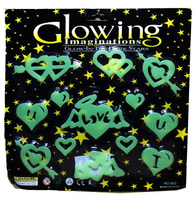 แผ่นติดผนังหรือเพดานเรืองแสงสำหรับเด็ก หัวใจเลิฟเลิฟ Glow in the Dark sticker for kids LOVE Heart