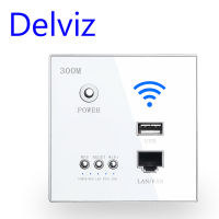 Delviz Wireless WiFi Socket Rj45, AP Relay Smart usb socket, Crystal glass panel, 220V Power, 300Mbps Embedded Wall WIFI Router