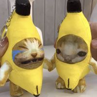 New Banana Cat Plush Pendant Cute Happy Cat Crying Banana Cat Keychain Funny Phonating Banana Cat Keyring Accessories Gifts