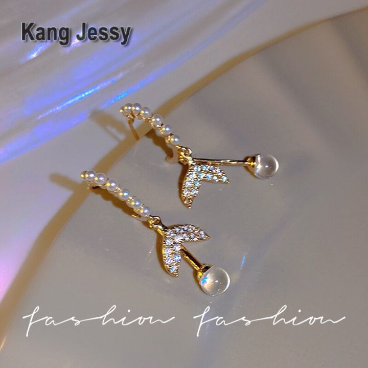 kang-jessy-925-ต่างหูมุกหางปลาแบบเข็มเงินสำหรับผู้หญิงต่างหูแบบหรูหราเบาๆดีไซน์เฉพาะกลุ่มเครื่องประดับต่างหูแบบมีคุณภาพสูง