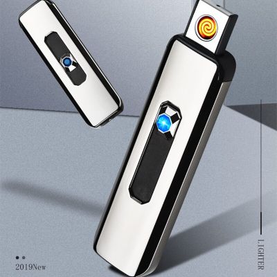 ZZOOI Portable Lighter USB Button Double Side Point Charging Lighter Electronic Smoking Accessories