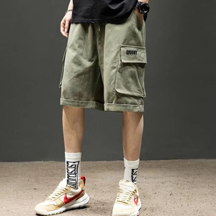 claribelzi-กางเกงขาสั้นผู้ชายแฟชั่นฤดูร้อนหลวมห้ากางเกงลำลองสีทึบแนวโน้มการพิมพ์กางเกง-กางเกงขาสั้นผู้ชาย