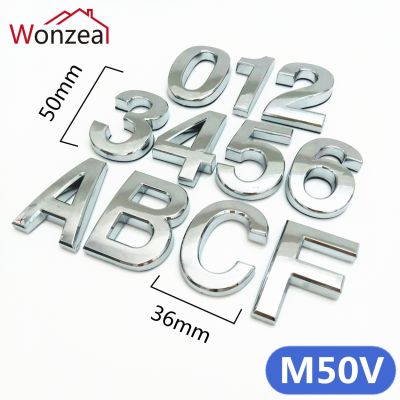 【LZ】∏  5cm English Letters Door Plate Modern Silver Plaque Door Number House Hotel Door Address Digits Sticker Plate Sign ABS plastic