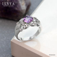 Lenya Jewelry แหวนเงินแท้ ประดับด้วยพลอยอเมทิสต์ (Amethyst) และ CZ (Cubic Zirconia) เสริมบุคลิกความมั่นใจ เสริมให้มีสติ