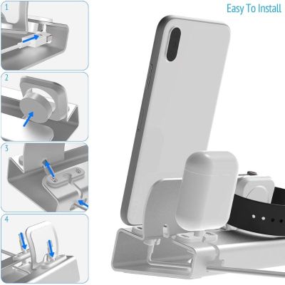 ❍ 3in1 3in1 Aluminum Charge Stand Holder Station Dock Mount for Airpods 1/2 for iphone for Apple Watch Series 1/2/3/4 42mm 38mm