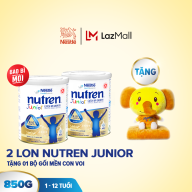 Bộ 2 lon Sản phẩm dinh dưỡng y học 2 lon Nutren Junior cho trẻ từ 1-12 tuổi 850g + Tặng Bộ Gối Mền con Voi thumbnail