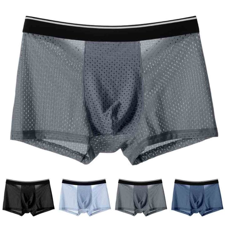 ผ้า-celana-dalam-bahan-sutra-น้ำแข็งสำหรับผู้ชายระบายอากาศโปร่งใสเซ็กซี่น้ำหนักเบาใส่สบายกางเกงบ็อกเซอร์ฤดูร้อน