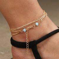 【☃】 Amamia mall 1ชิ้นเสน่ห์ผู้หญิง Anklets ลูกปัดสีฟ้าเชื่อมต่อคู่สร้อยข้อเท้าชุดแฟชั่นสาวฤดูร้อนพรรคข้อเท้าสวมใส่เครื่องประดับ