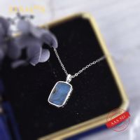 ITSMOS Natural Square Labradorite Pendant Necklace ite Gemstone 925 Silver Necklace for Women Handmade Jewelry