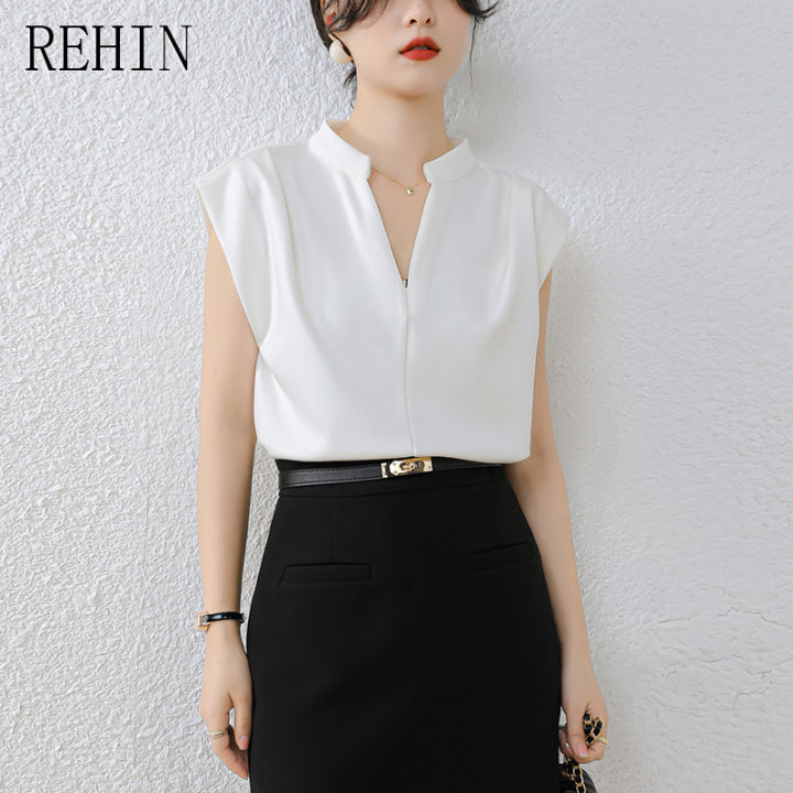 rehin-2023แฟชั่นคอวีสำหรับผู้หญิง-ลำลองและเสื้อมีสไตล์ใหม่