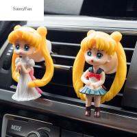 SUNNYFAN รูปปั้นสะสม DIY อุปกรณ์ตกแต่งภายในรถน้ำหอมปรับอากาศตุ๊กตาของขวัญการกระทำ Figurine รูปของเล่นน้ำมันหอมระเหยอะนิเมะเซเลอร์มูนคลิป