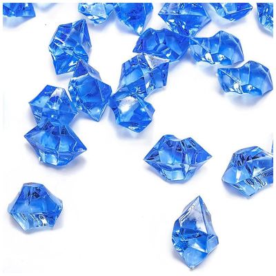 200 Pieces Fake Ice Cubes Diamonds Plastic Crushed Ice Rocks 1 Inch Acrylic Crystals Fake Ice Cubes Gems(Royal Blue)
