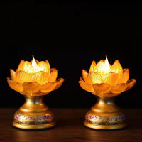 Enamel Acrylicbutter Lamp Home Decoration Buddhist Supplies Electronic Lamp Lotus Candle Holder Living Room Decorations