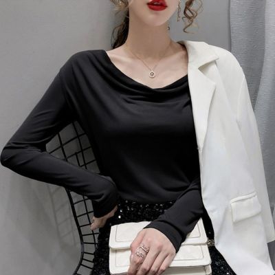 [COD] and autumn clothes 2022 new foreign style all-match pile collar bottoming top womens early long-sleeved T-shirt