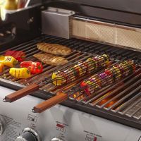 BBQ Kabob Grilling Basket Skewers Rotisserie Kebab No Stick Basket Cooking BBQ Grill Accessories Non-Stick Kabob Baskets