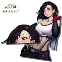 EARLFAMILY กระจกบังลม Tifa Lockhart ขนาด13ซม.,พันรถด้วยไวนิลแล็ปท็อปสติ๊กเกอร์กันน้ำแบบลอกแปะรอยขีดข่วนสติกเกอร์รถ