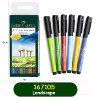 Faber Casl India ink Pitt Artist Marker Pen B 6 basicterralandscapegrey, multi color soft brush pens for kids and artist