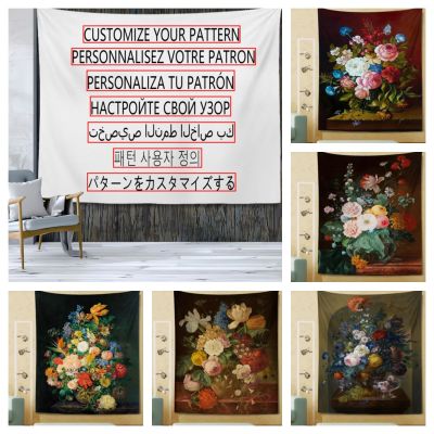 【CW】✢✇  painting flowers hippies bohemia living room decoration tapestries yoga mats home art you can customize your