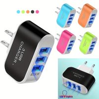 ?Gratis Ongkir + ปลาค็อด?อะแดปเตอร์เครื่องชาร์จติดผนังอินเตอร์เฟซ USB 3พอร์ต,อะแดปเตอร์ชาร์จโทรศัพท์มือถือ/สหรัฐอะแดปเตอร์สีลูกอมไฟ LED หลอดไฟพลังงานแสงอาทิตย์เดินทางพอร์ต USB อเนกประสงค์หัวเรืองแสง