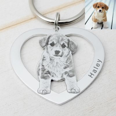 【CW】☃♙  Personalized Photo Keychain Custom Picture Keyring Birthday Keepsake Memory Dog