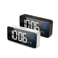 LED Music Alarm Clock Voice Control Touch Snooze Rechargeable Table Clock 1224H Dual Independent Alarm Switch Digital Clocks