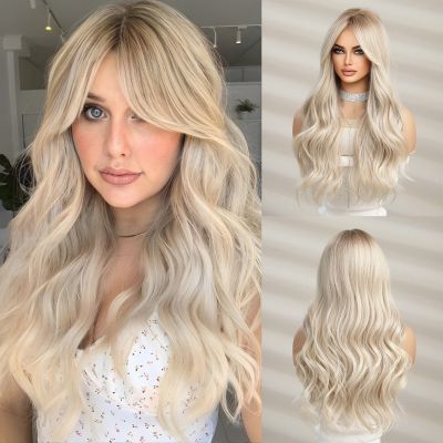 OneNonly Blonde Wigs Long Wavy Wig  Natural Synthetic Wigs for Women Cosplay Daily Use Heat Resistant Fiber Hair