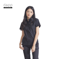 dapp Uniform เสื้อเชิ้ตแขนสั้นผู้หญิง Womens Black Shortsleeves Oxford Button Down Shirt สีดำ (TBSB1001)